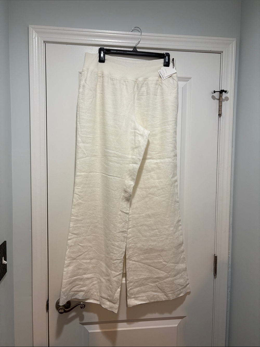 White Linen Wide-Leg Pants - Soft Pull-On Waistband